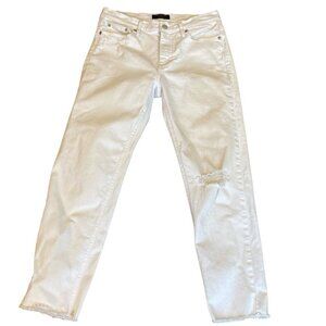 Banana Republic Girlfriend Jeans Slit Knee Fray Sz 27/4 White #45R